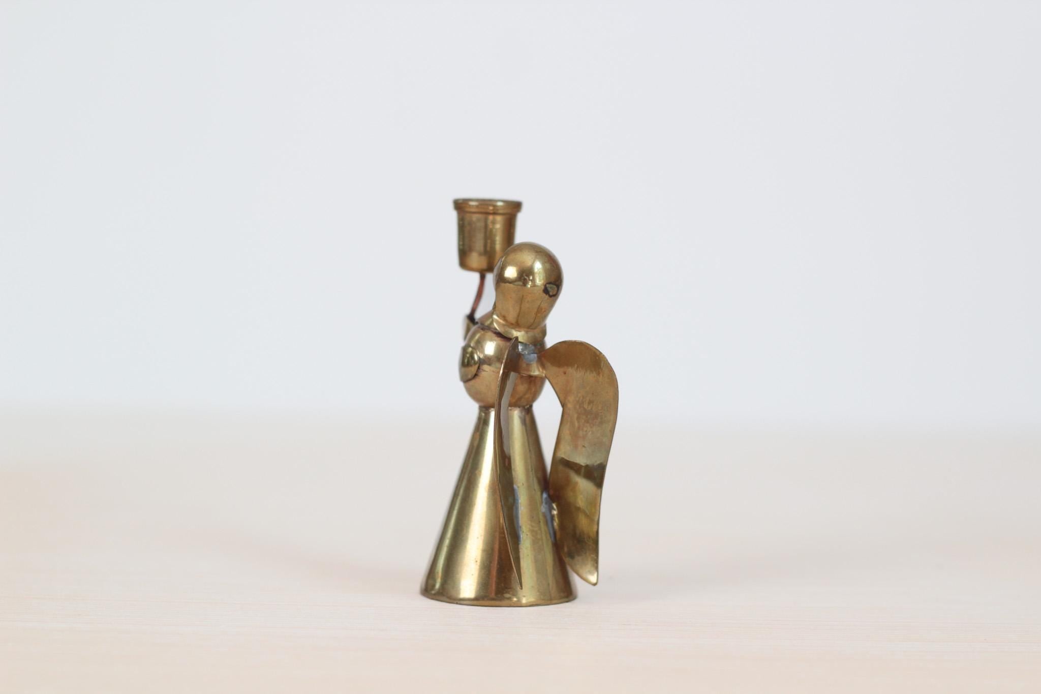 Vintage Brass Angel Candle Holder, Mid-Century Holiday Decor