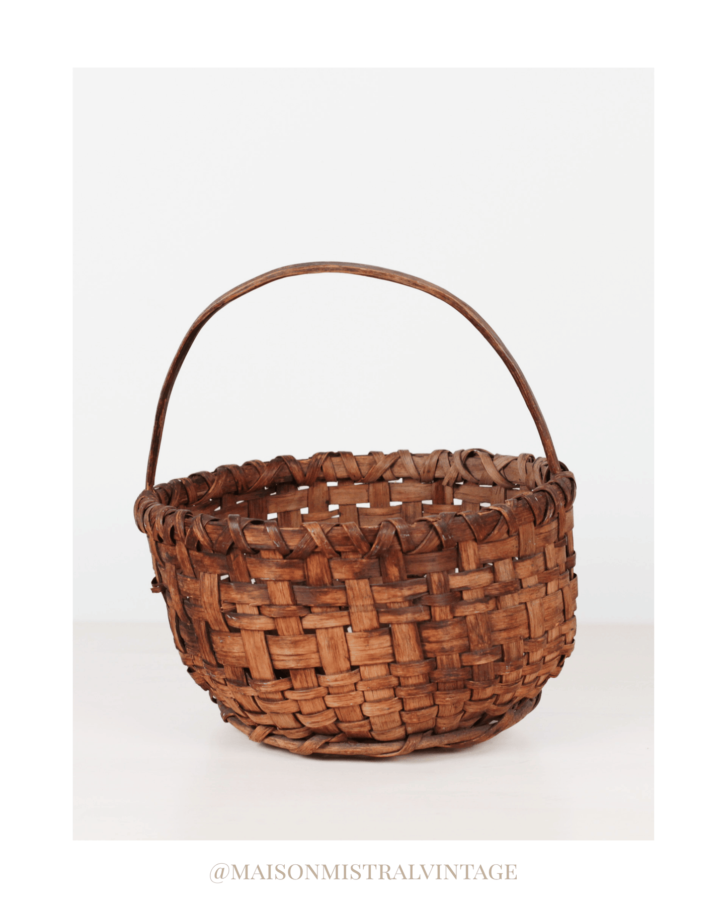 Antique Handwoven American Splint Gathering Basket