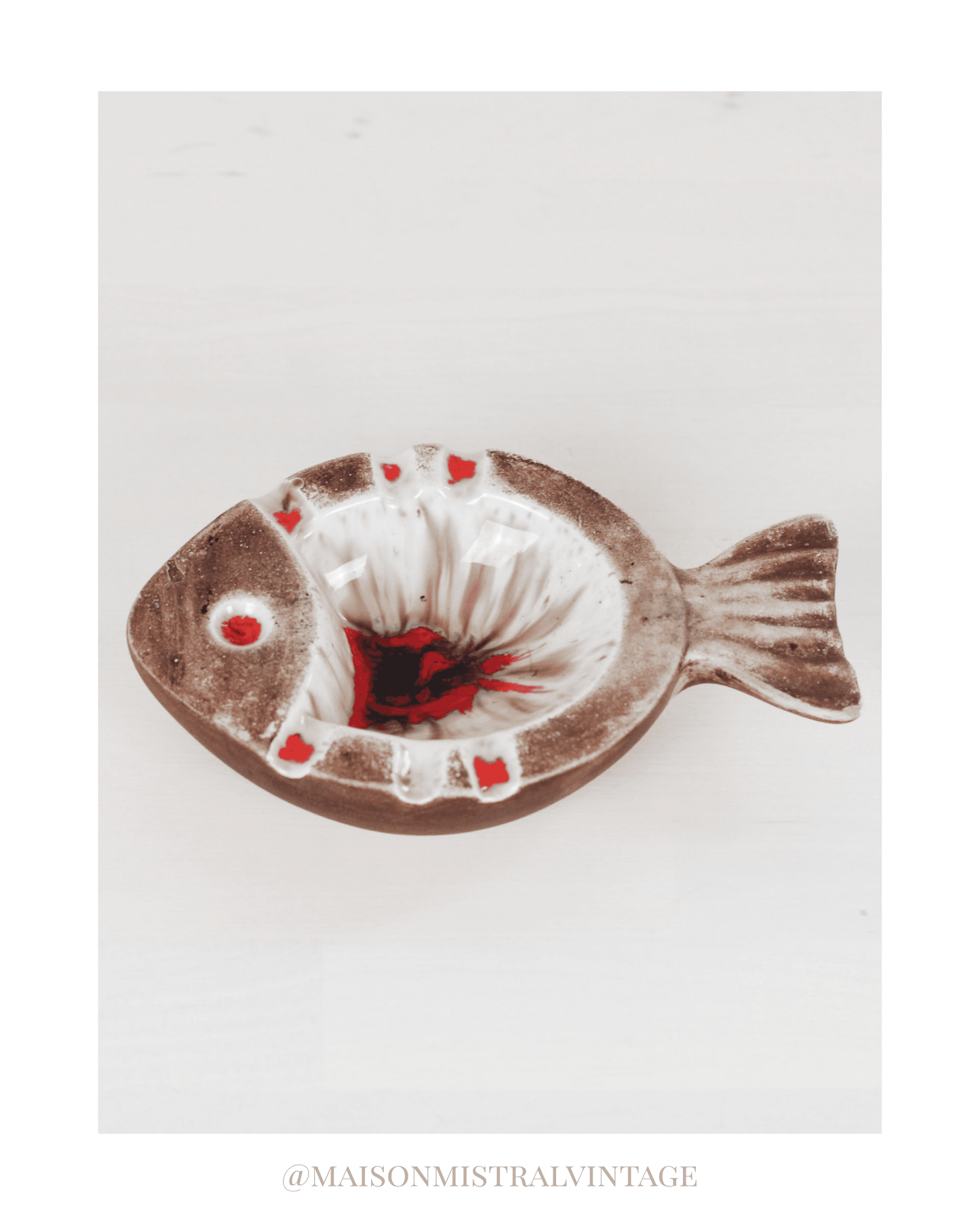 Vintage Vallauris-Style Pottery Fish Ashtray