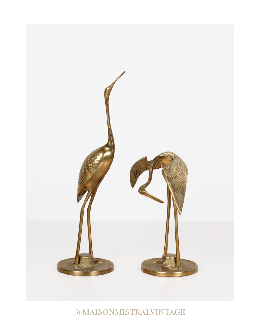 Pair of Mid-Century Brass Cranes