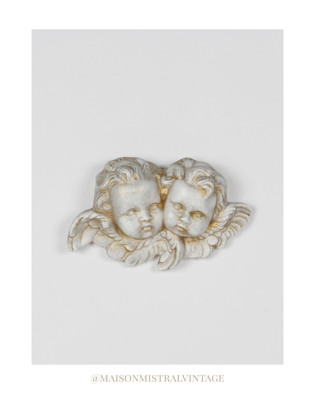 Vintage Plaster Double Cherub Wall Plaque