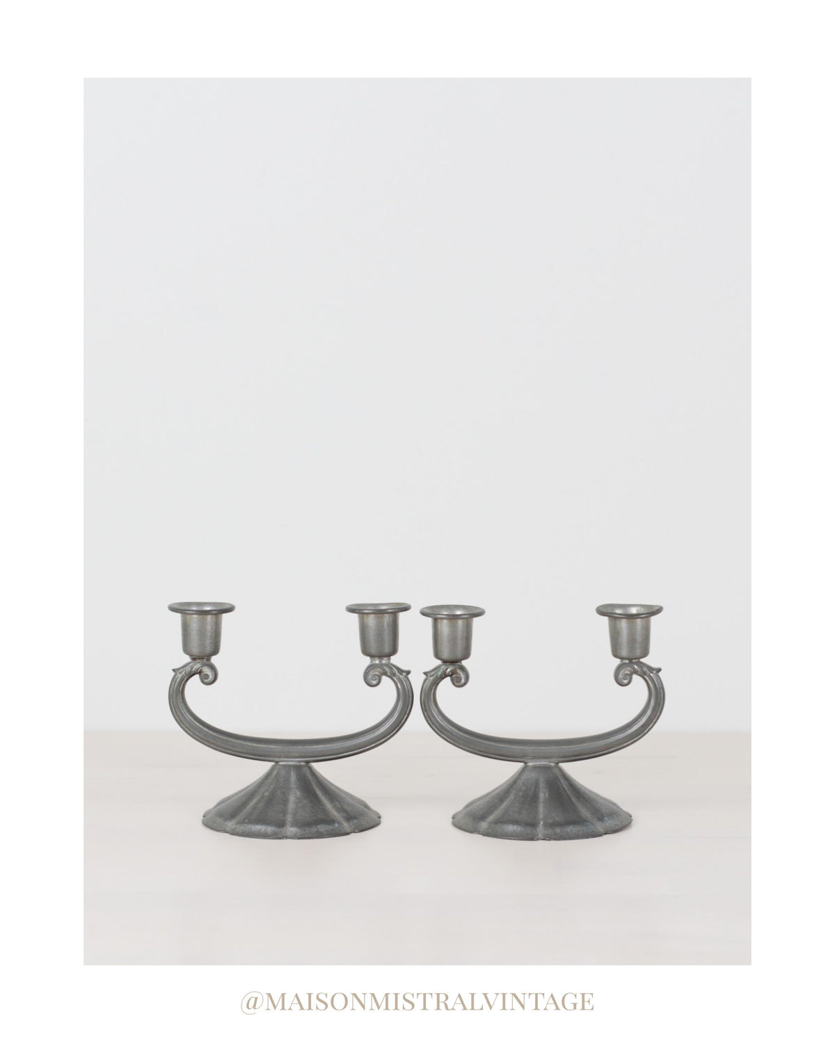 Vintage New Amsterdam Pewter Art Deco Style Double Candle Holder