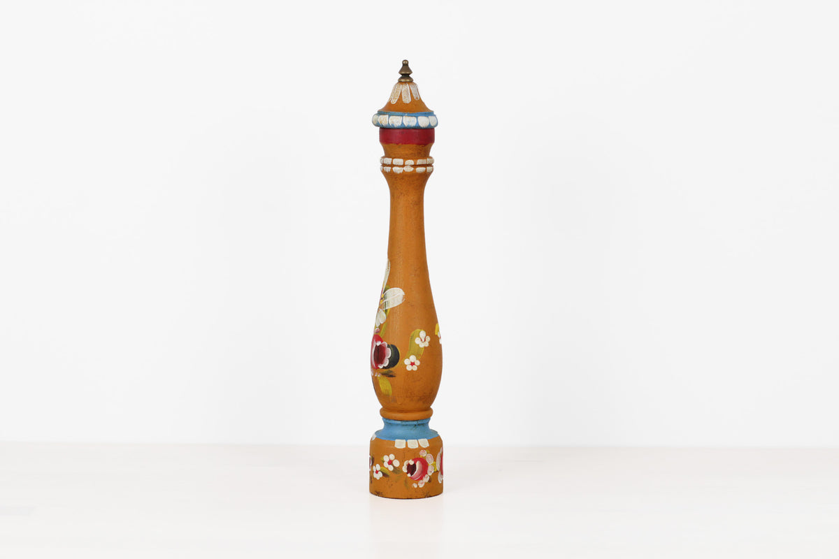 Vintage Italian Folk Art Wooden Pepper Mill
