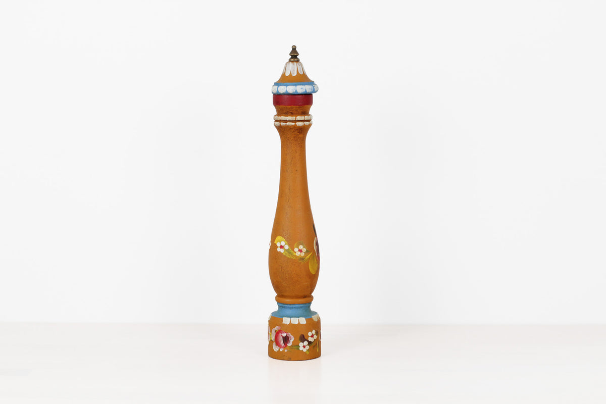 Vintage Italian Folk Art Wooden Pepper Mill