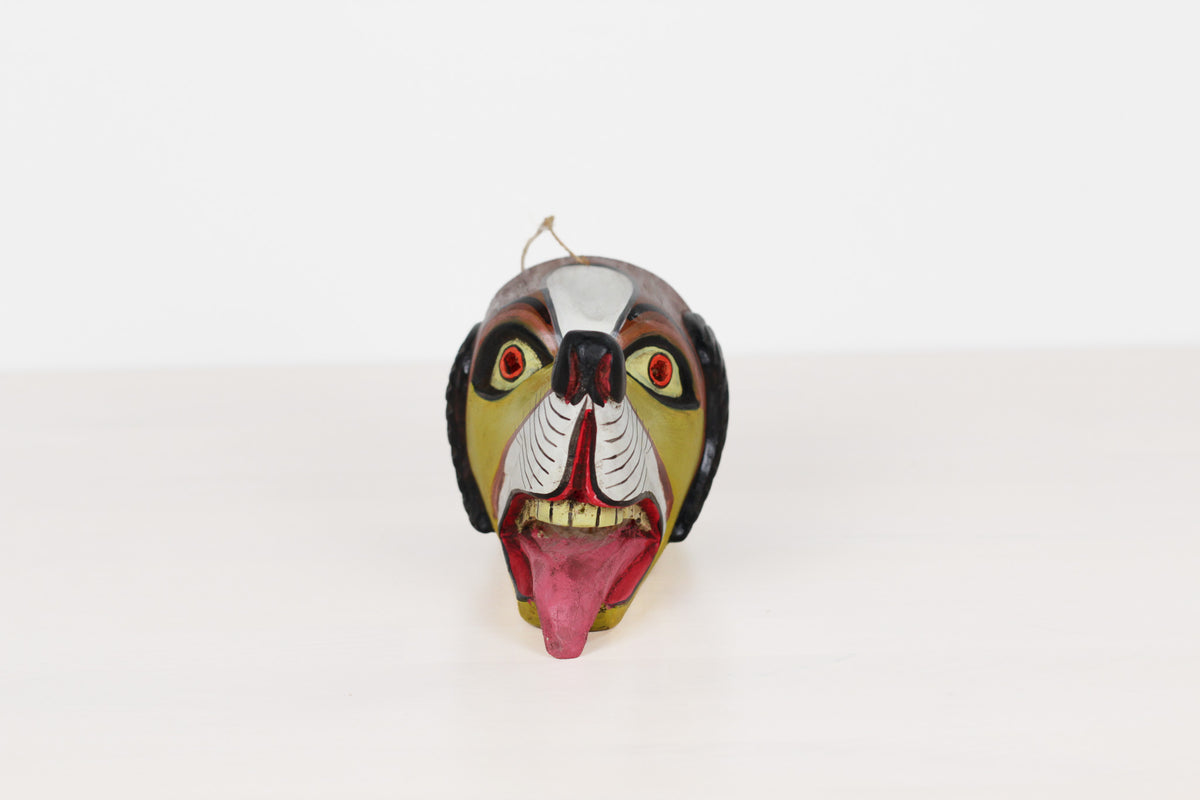 Vintage Mexican Folk Art Carved Wood Dog Mask