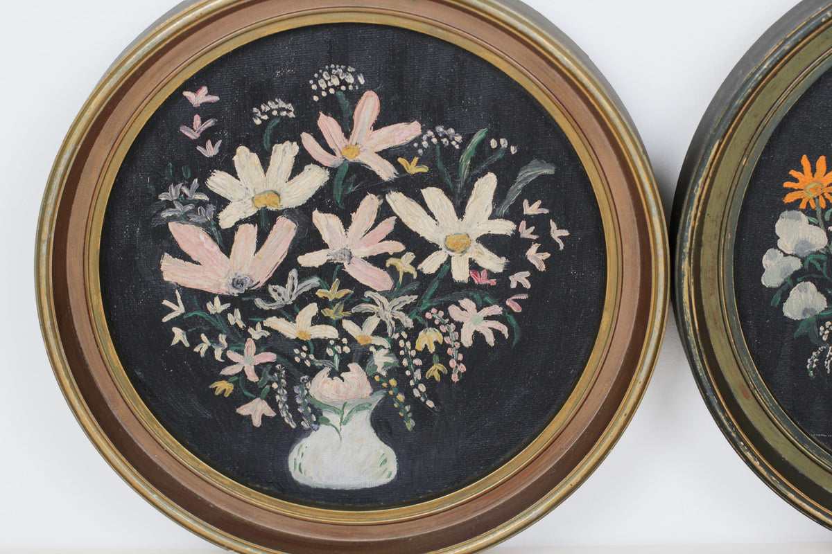 Vintage Moody Floral Oil Paintings