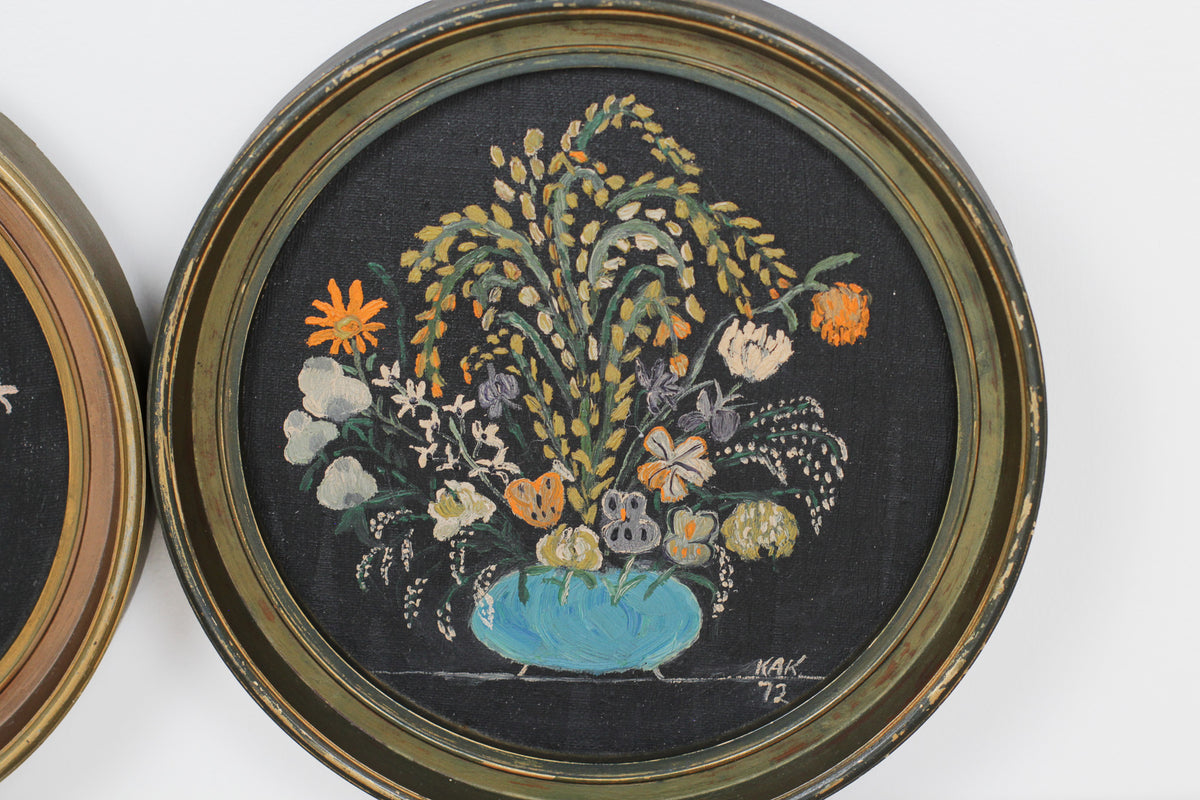 Vintage Moody Floral Oil Paintings