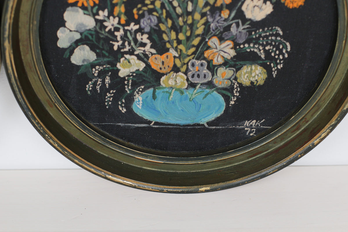 Vintage Moody Floral Oil Paintings