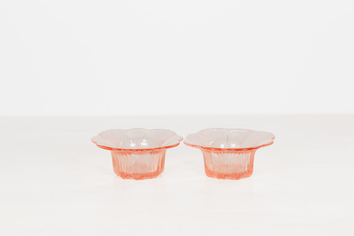 Pair of Vintage Pink Depression Glass Floriform Bowls