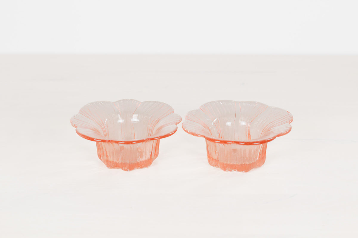 Pair of Vintage Pink Depression Glass Floriform Bowls