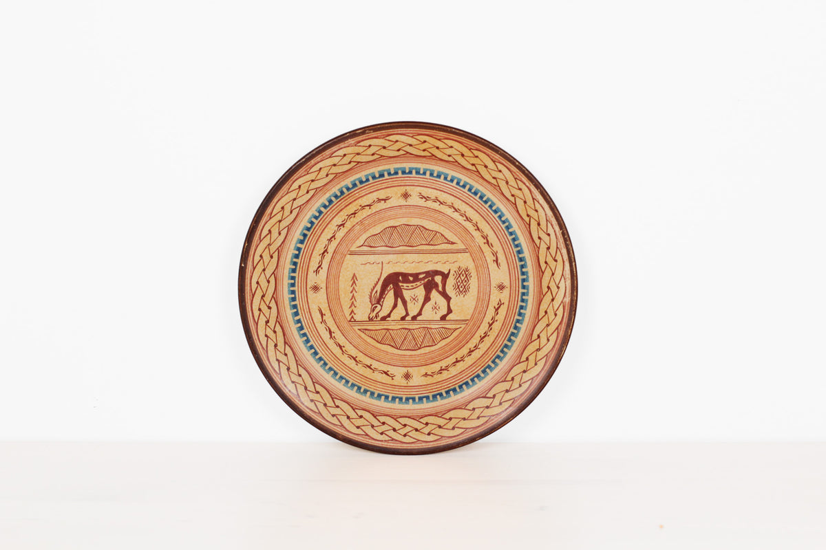 Vintage Hand-Painted Greek Folk Art Wall Plate