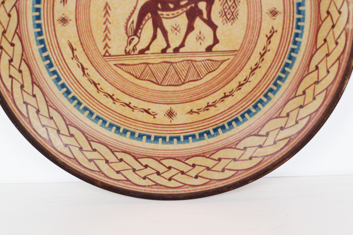 Vintage Hand-Painted Greek Folk Art Wall Plate