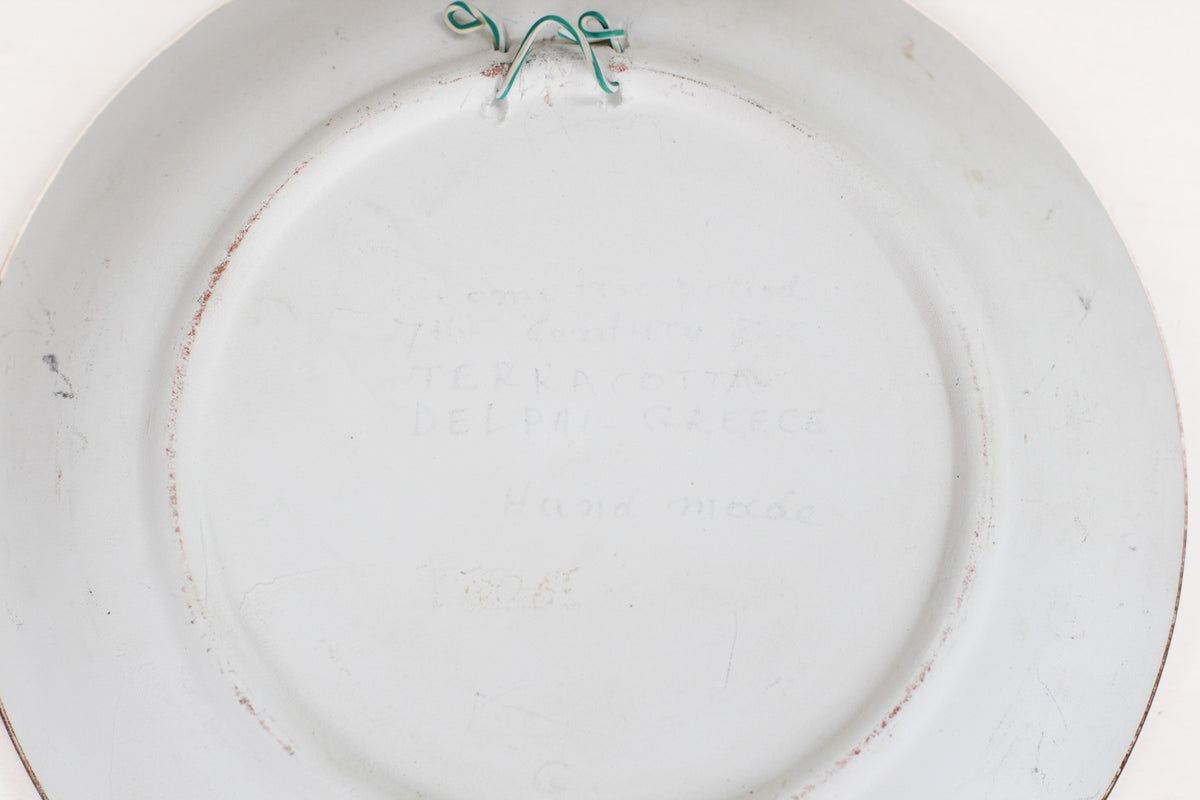 Vintage Hand-Painted Greek Folk Art Wall Plate