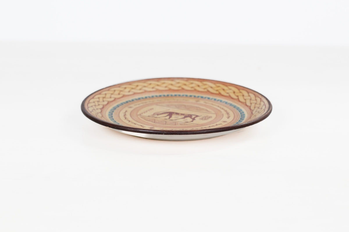 Vintage Hand-Painted Greek Folk Art Wall Plate