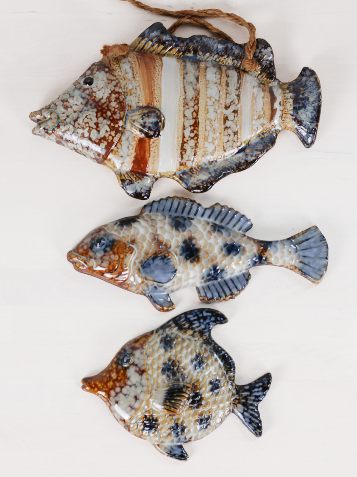Mid-Century French Majolica Fish Wall Plaques | Vallauris Pottery