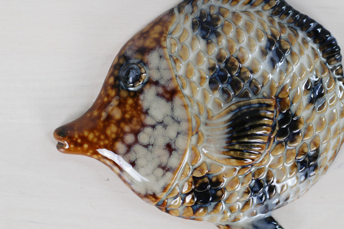 Mid-Century French Majolica Fish Wall Plaques | Vallauris Pottery