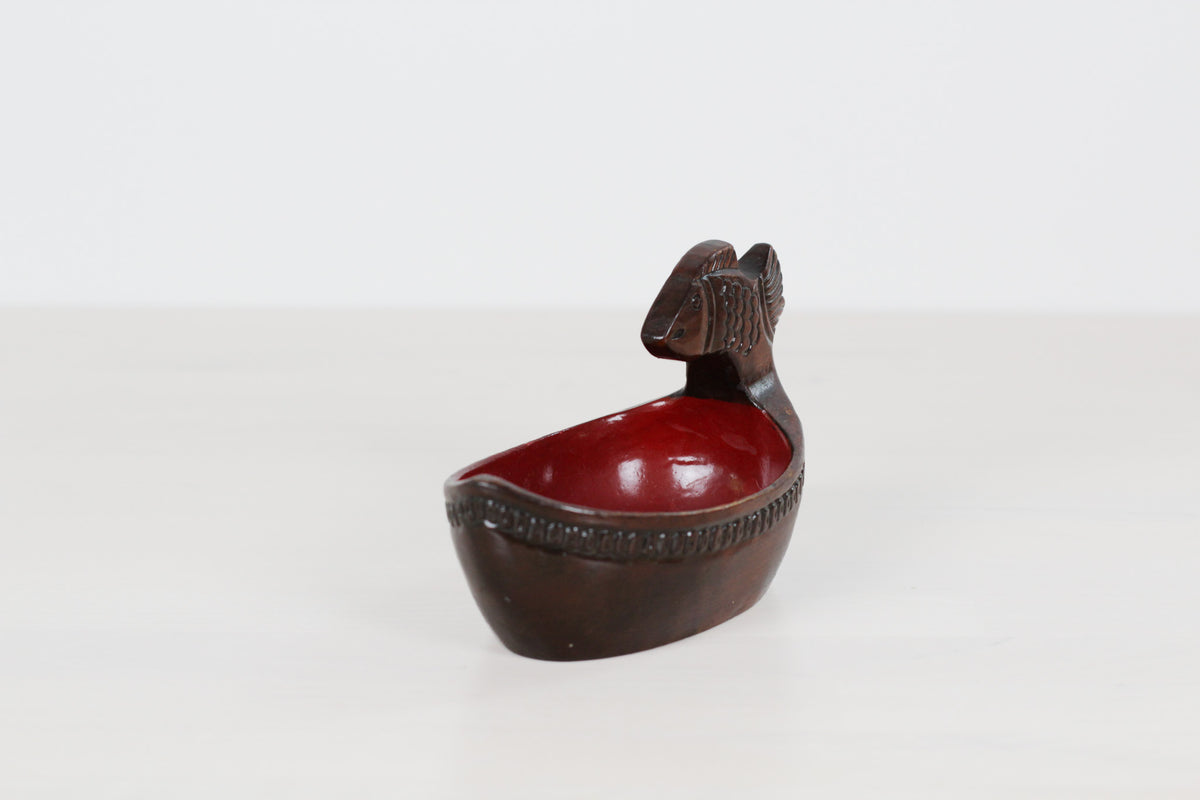 Vintage Carved Wood Fish Dish