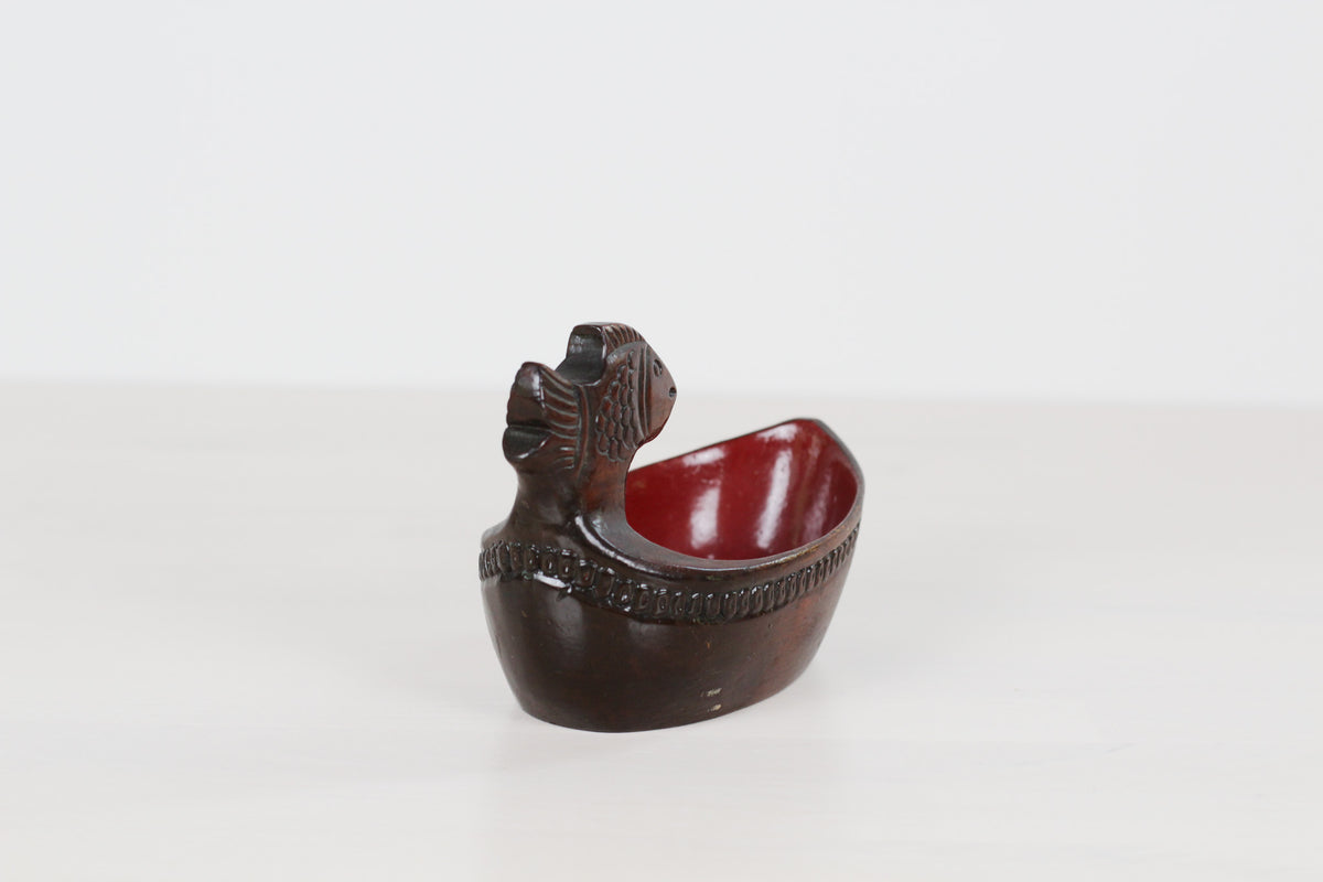 Vintage Carved Wood Fish Dish