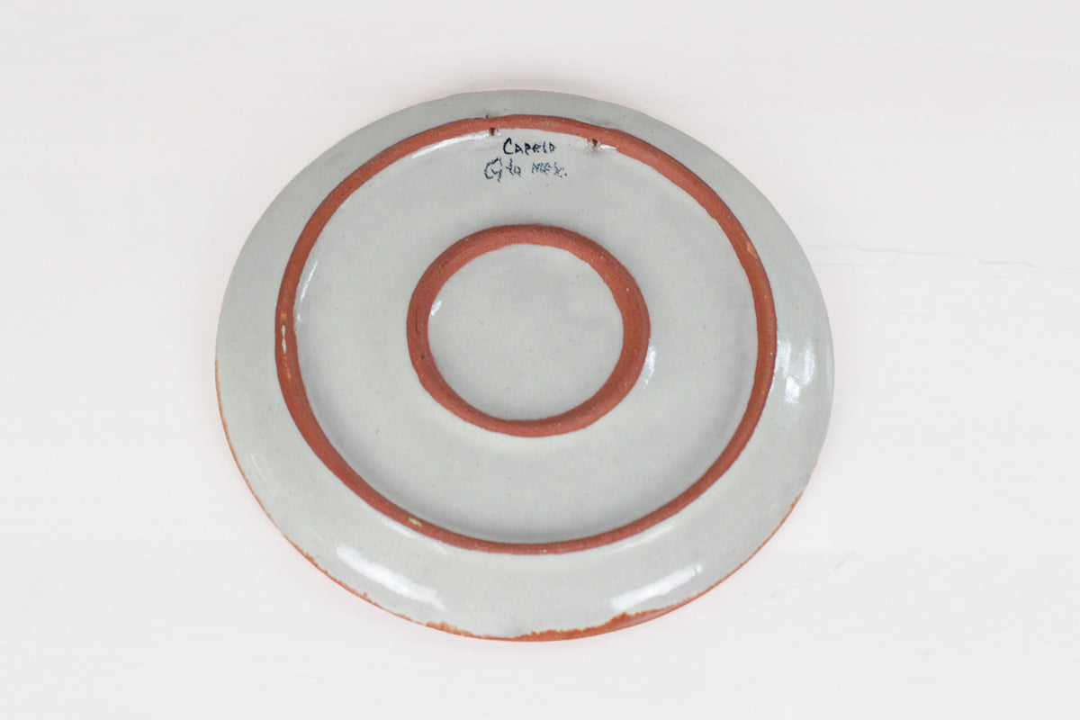 Vintage Signed Capelo Mexican Pottery Plate