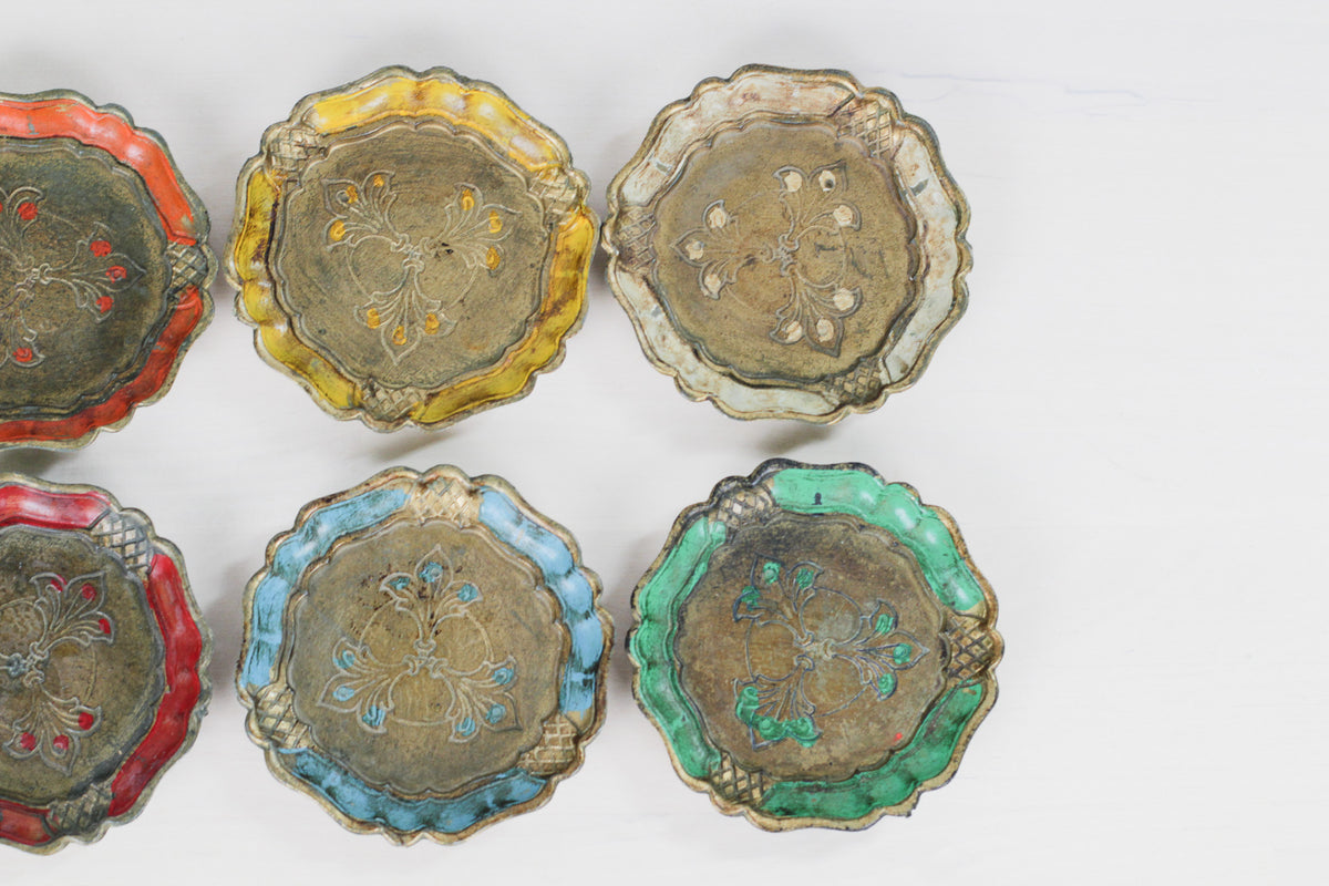 Set of 6 Vintage Italian Florentine Coasters