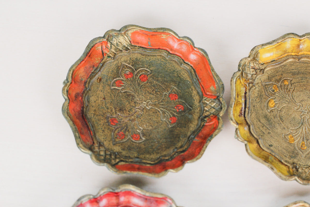 Set of 6 Vintage Italian Florentine Coasters