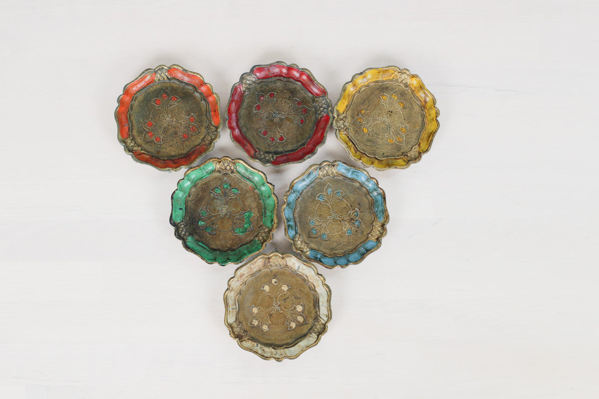 Set of 6 Vintage Italian Florentine Coasters