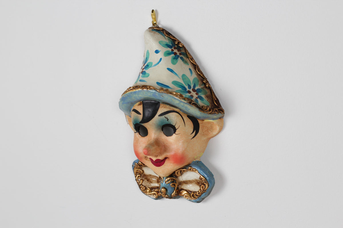 Vintage Italian Hand-Painted Papier-Mâché Pinocchio Wall Mask