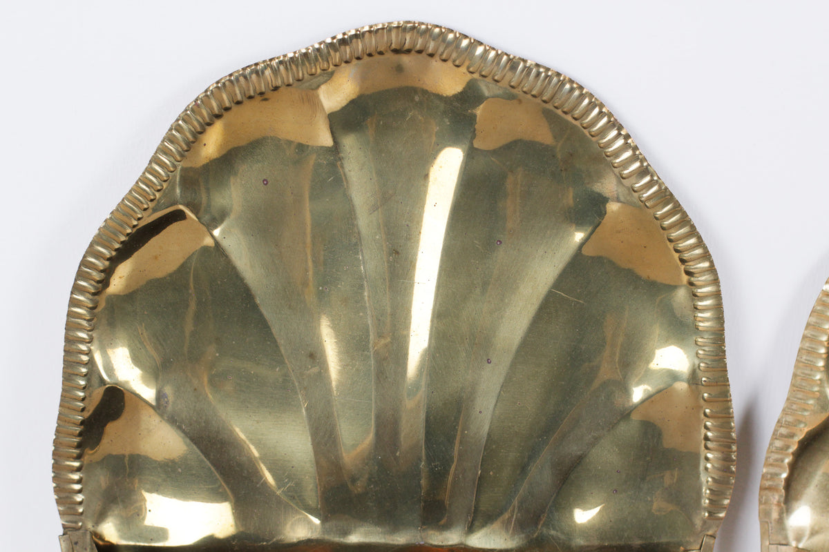 Pair of Vintage Brass Shell Wall Pockets