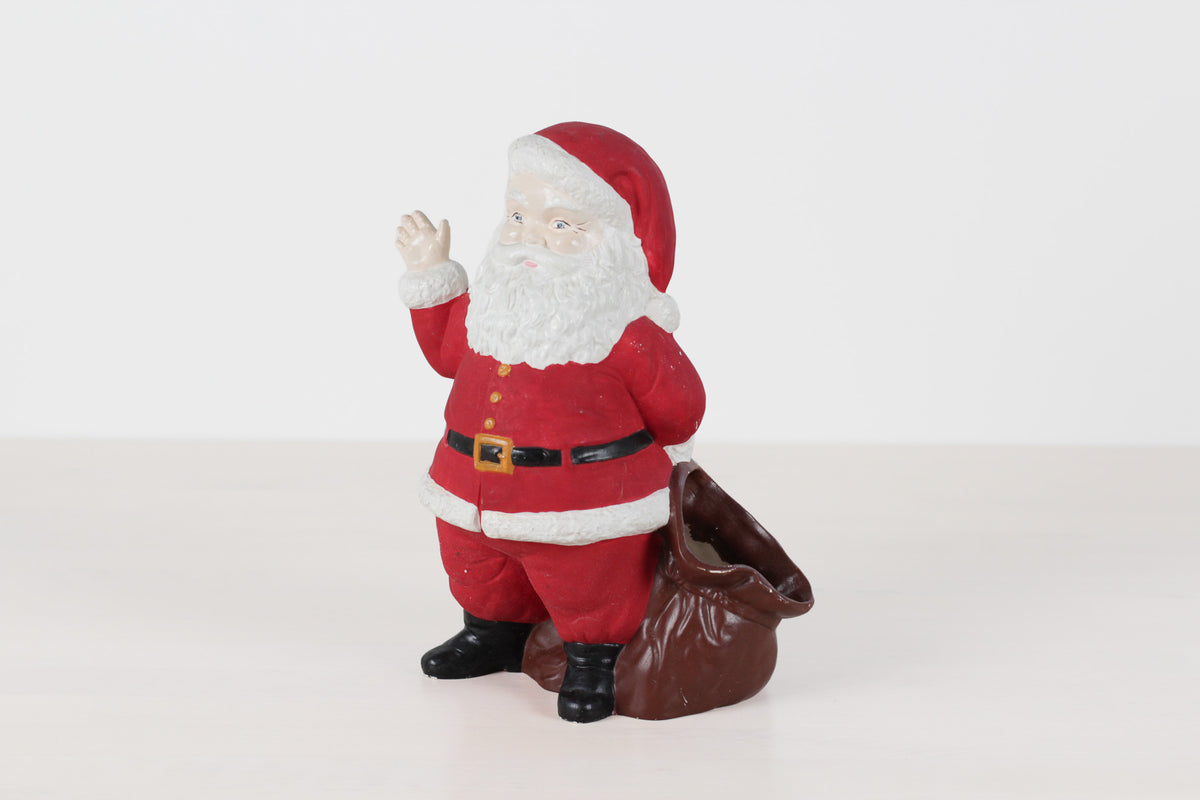 Vintage Hand-Painted Ceramic Santa with Sack Candy Jar