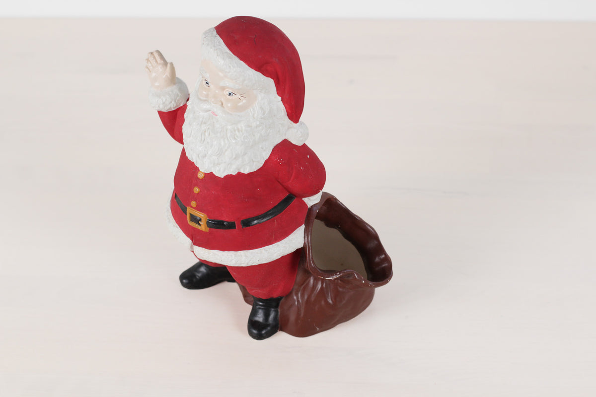 Vintage Hand-Painted Ceramic Santa with Sack Candy Jar