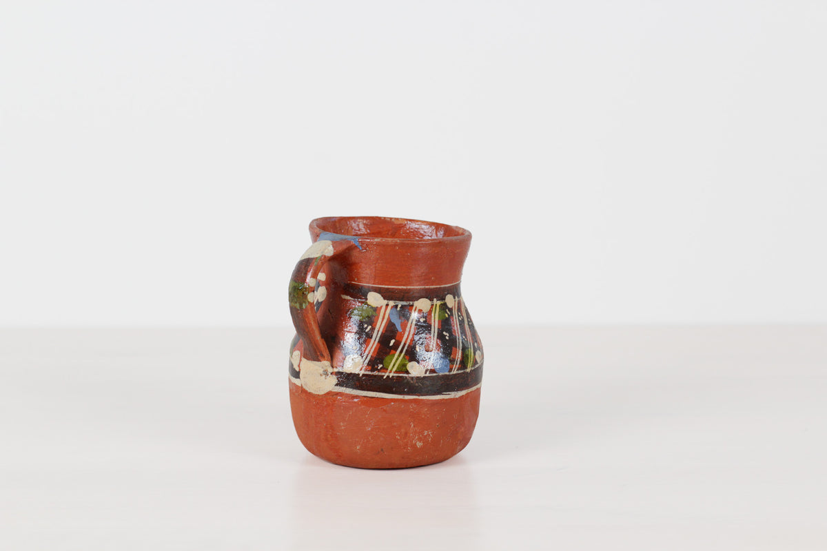Vintage Mexican Redware Folk Art Pitcher