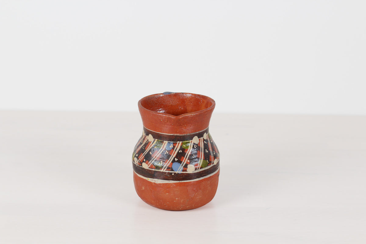 Vintage Mexican Redware Folk Art Pitcher