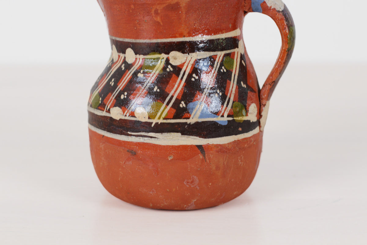 Vintage Mexican Redware Folk Art Pitcher