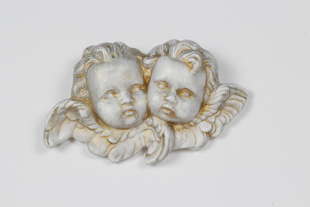 Vintage Plaster Double Cherub Wall Plaque