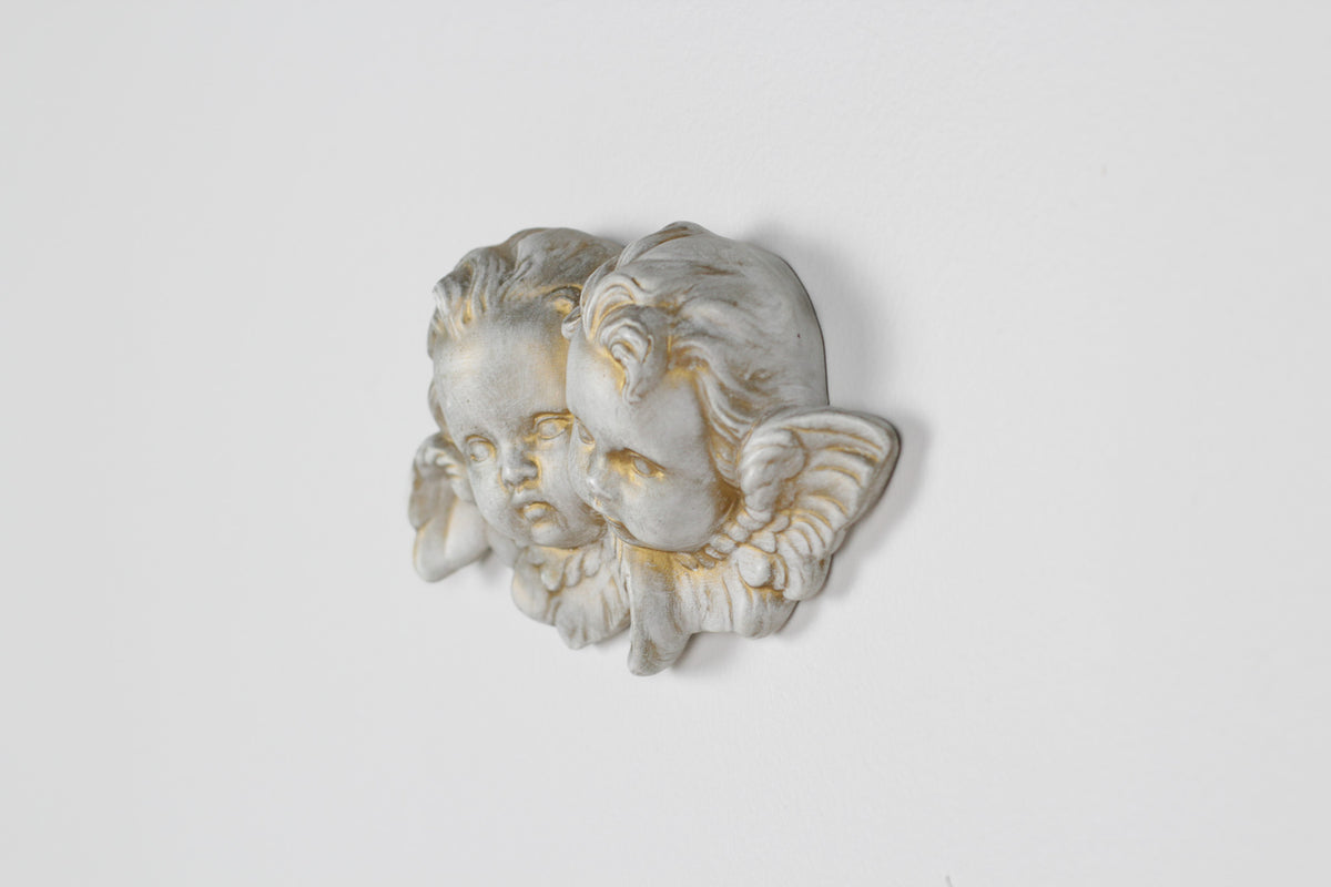 Vintage Plaster Double Cherub Wall Plaque