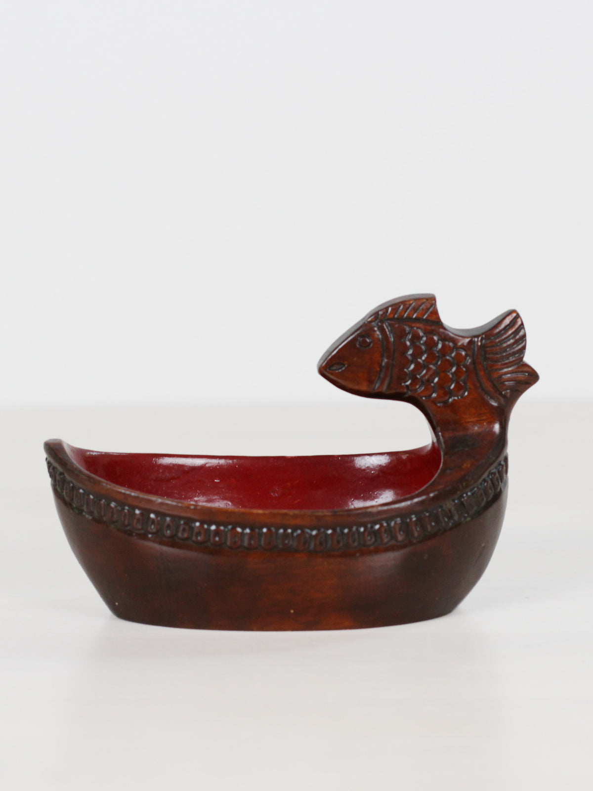 Vintage Carved Wood Fish Dish