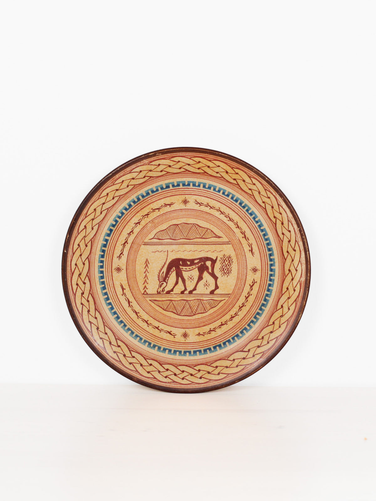 Vintage Hand-Painted Greek Folk Art Wall Plate