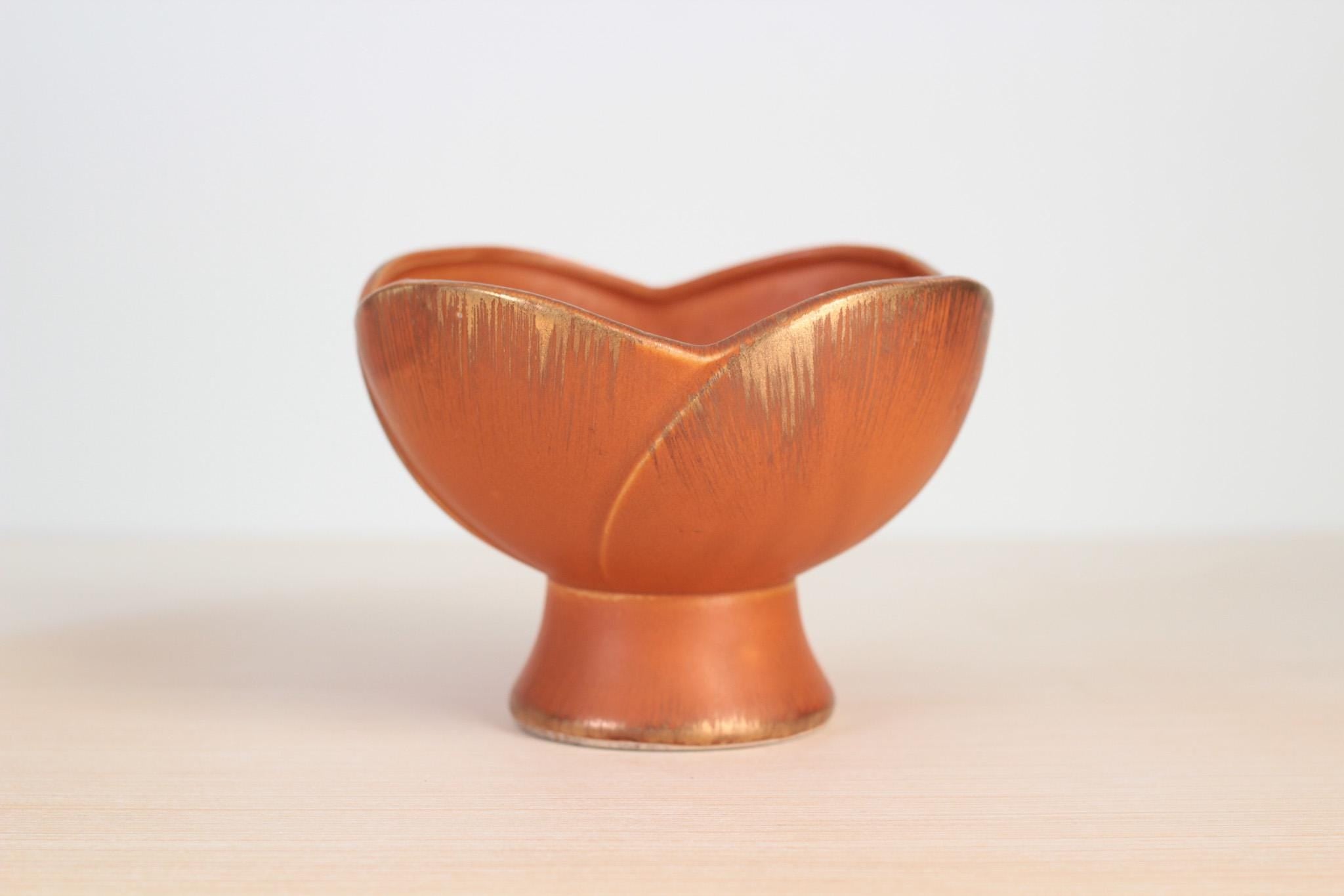 Vintage 1963 Sun Glo Ceramic Pedestal Bowl by INARCO