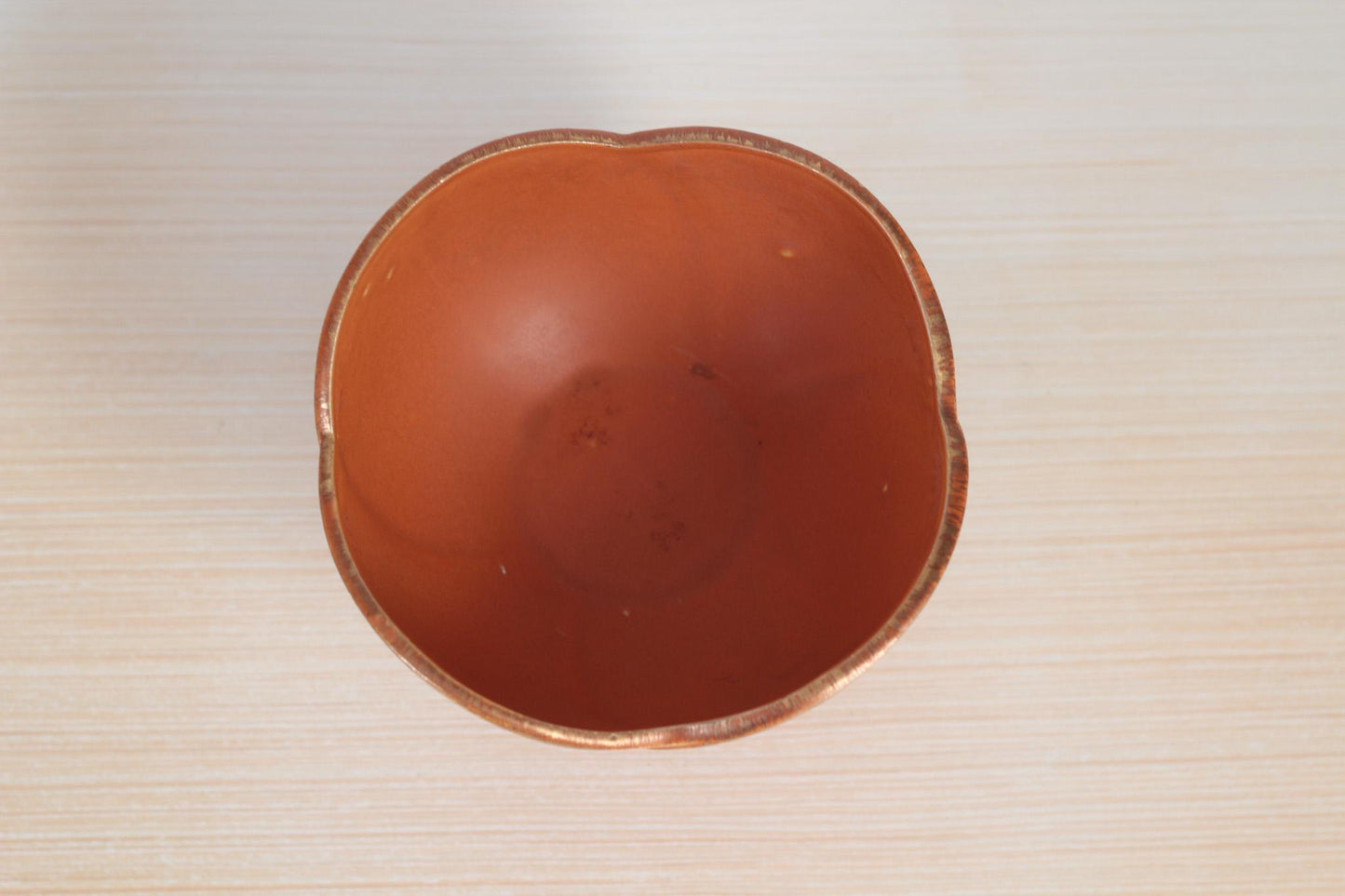 Vintage 1963 Sun Glo Ceramic Pedestal Bowl by INARCO, Burnt Orange & Gold, Mid-Century Modern