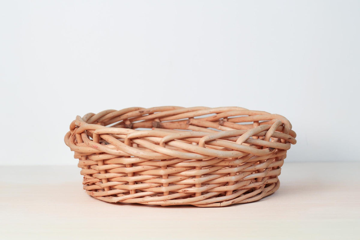 Large Vintage Handwoven Wicker Basket Tray