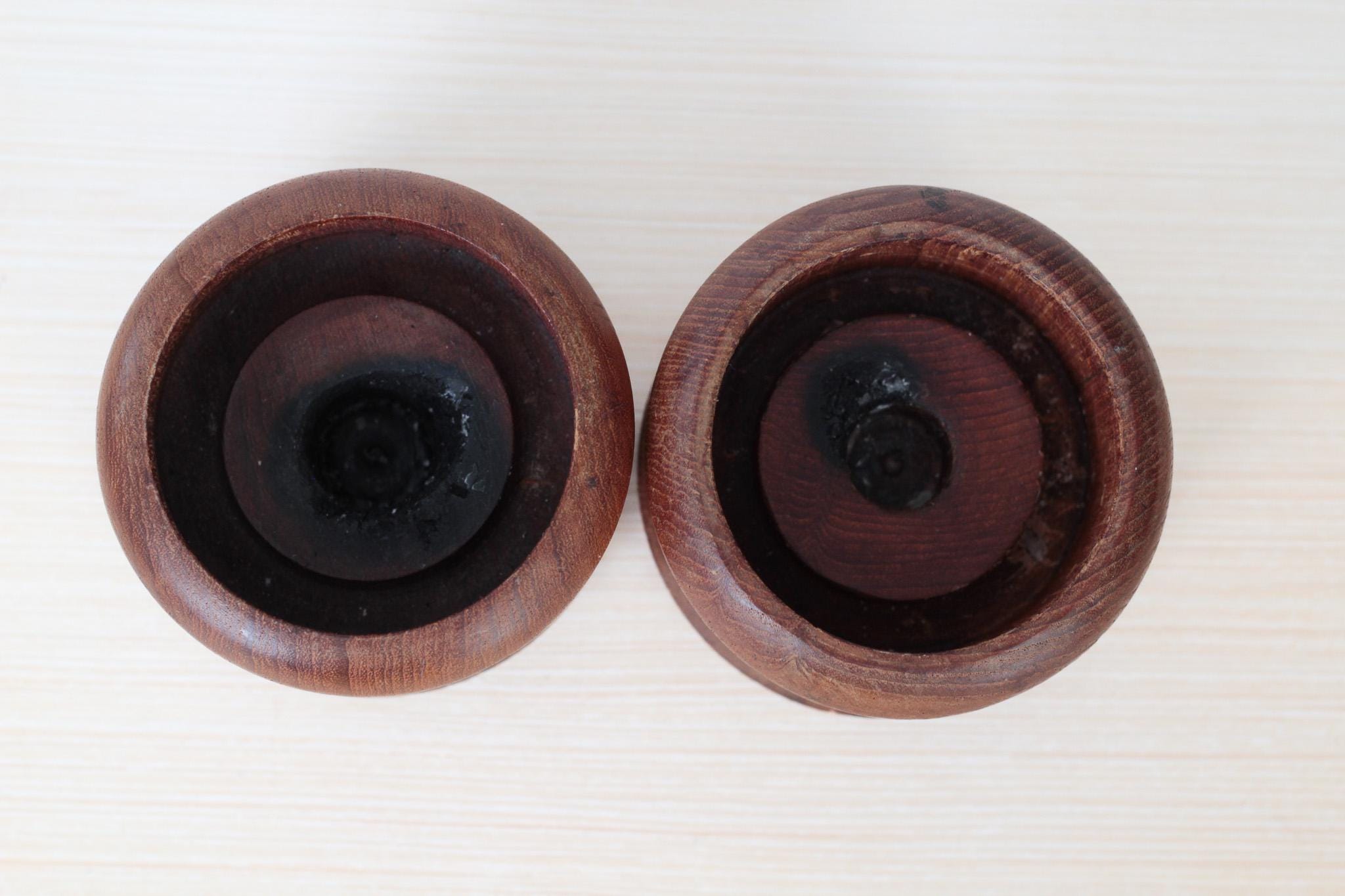 Vintage Teak Wood Candle Holder Pair, Mid-Century Modern Decor