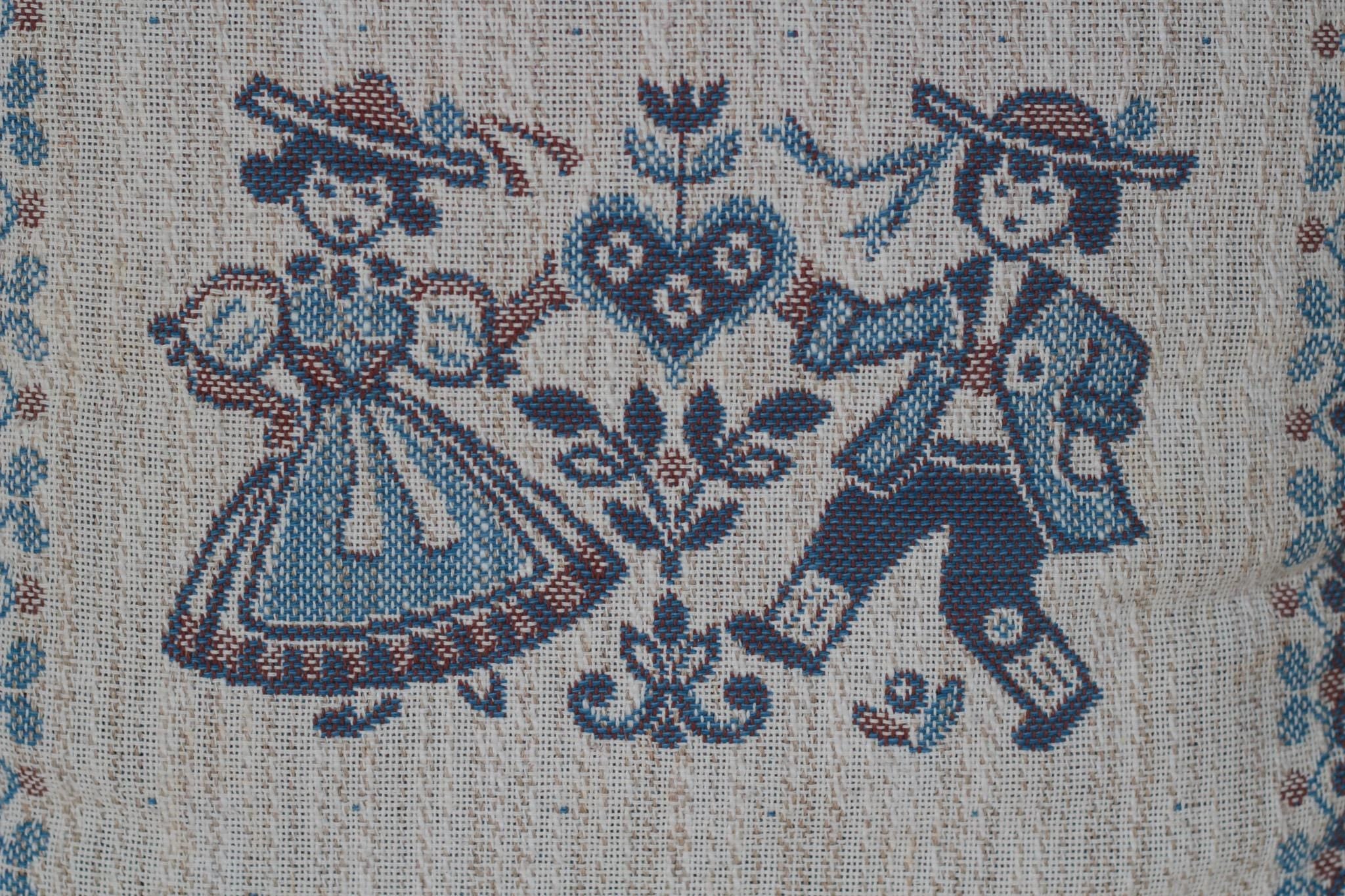 Vintage Austrian Folk Art Tapestry Pillow 15"x15"