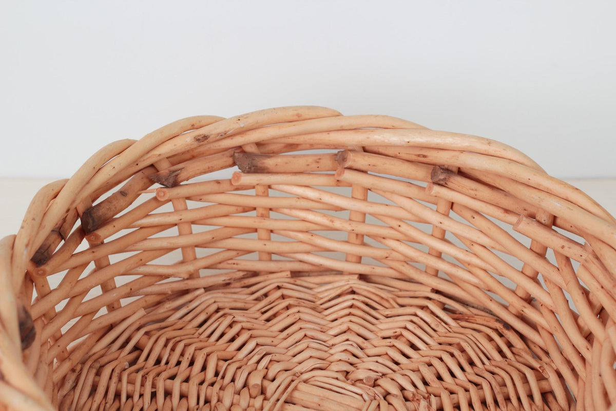 Large Vintage Handwoven Wicker Basket Tray