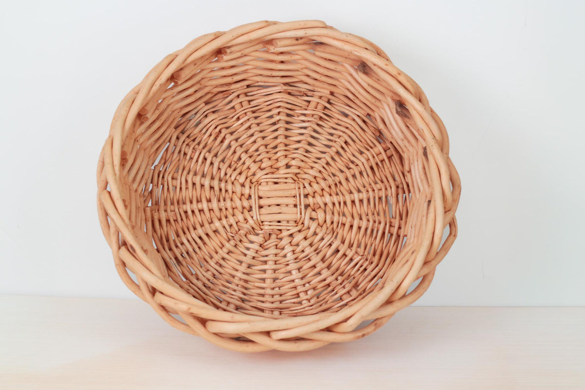 Large Vintage Handwoven Wicker Basket Tray