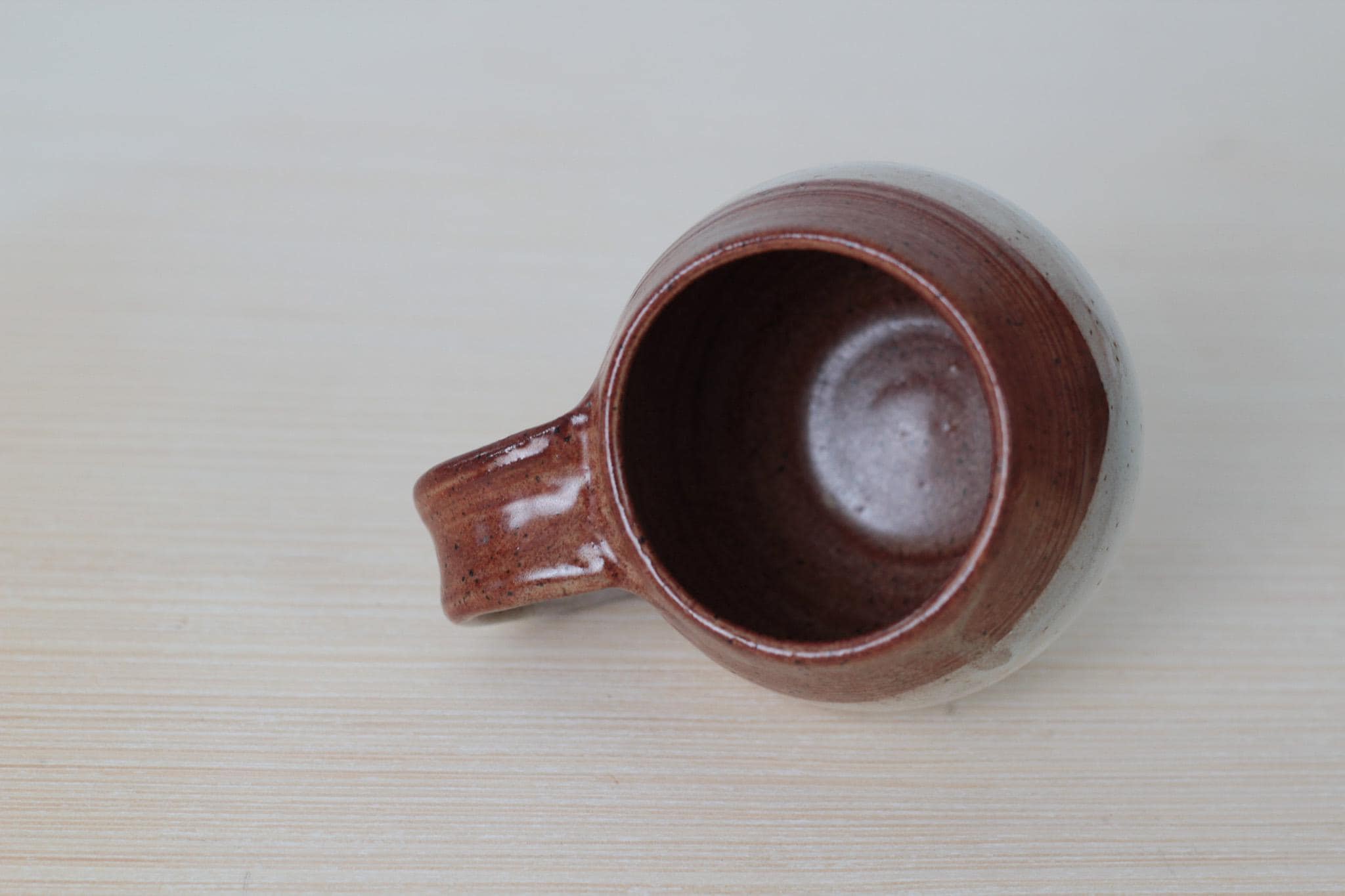 Vintage Studio Pottery Mug in Speckled Cream and Brown Glaze, Signed by Artist