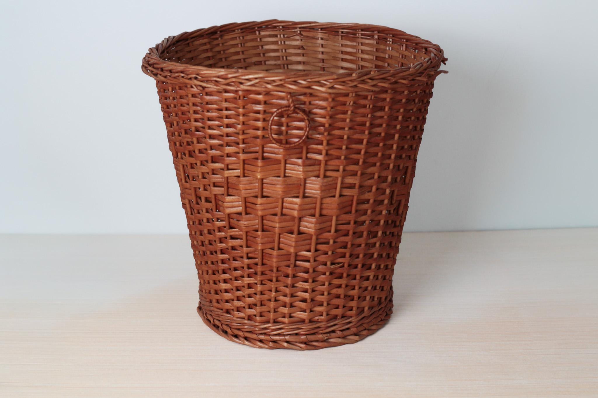Vintage Woven Wicker Basket with Hanging Loop