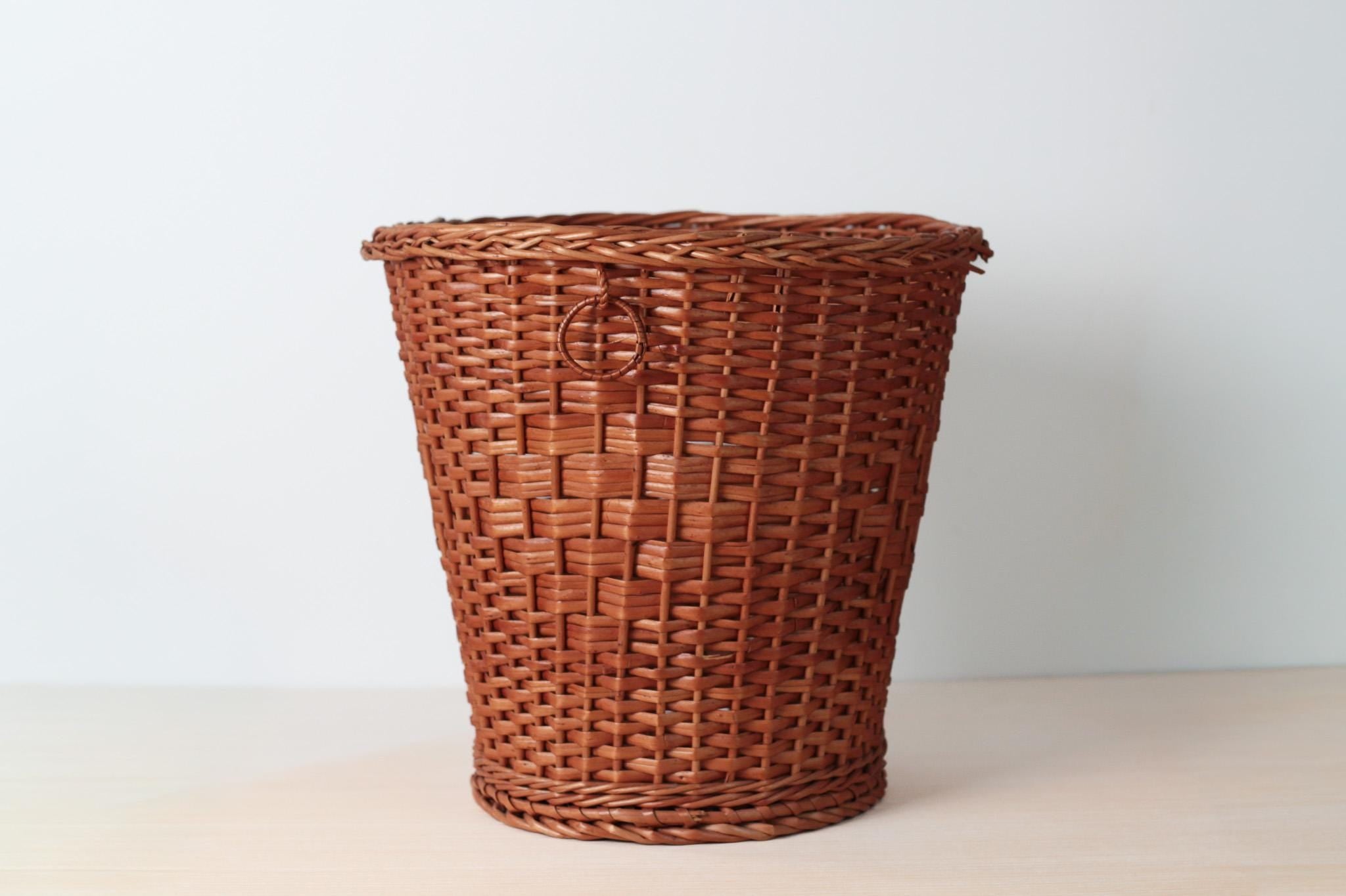 Vintage Woven Wicker Basket with Hanging Loop