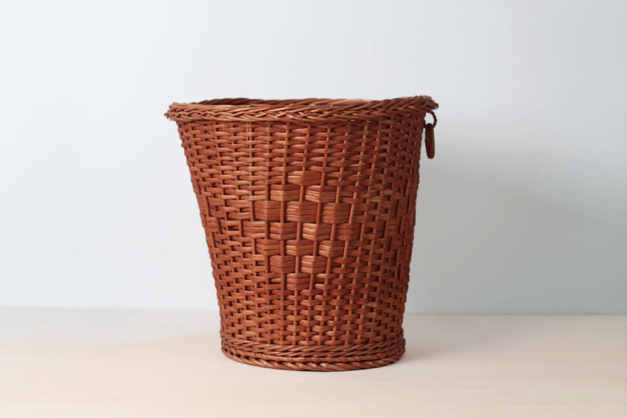 Vintage Woven Wicker Basket with Hanging Loop