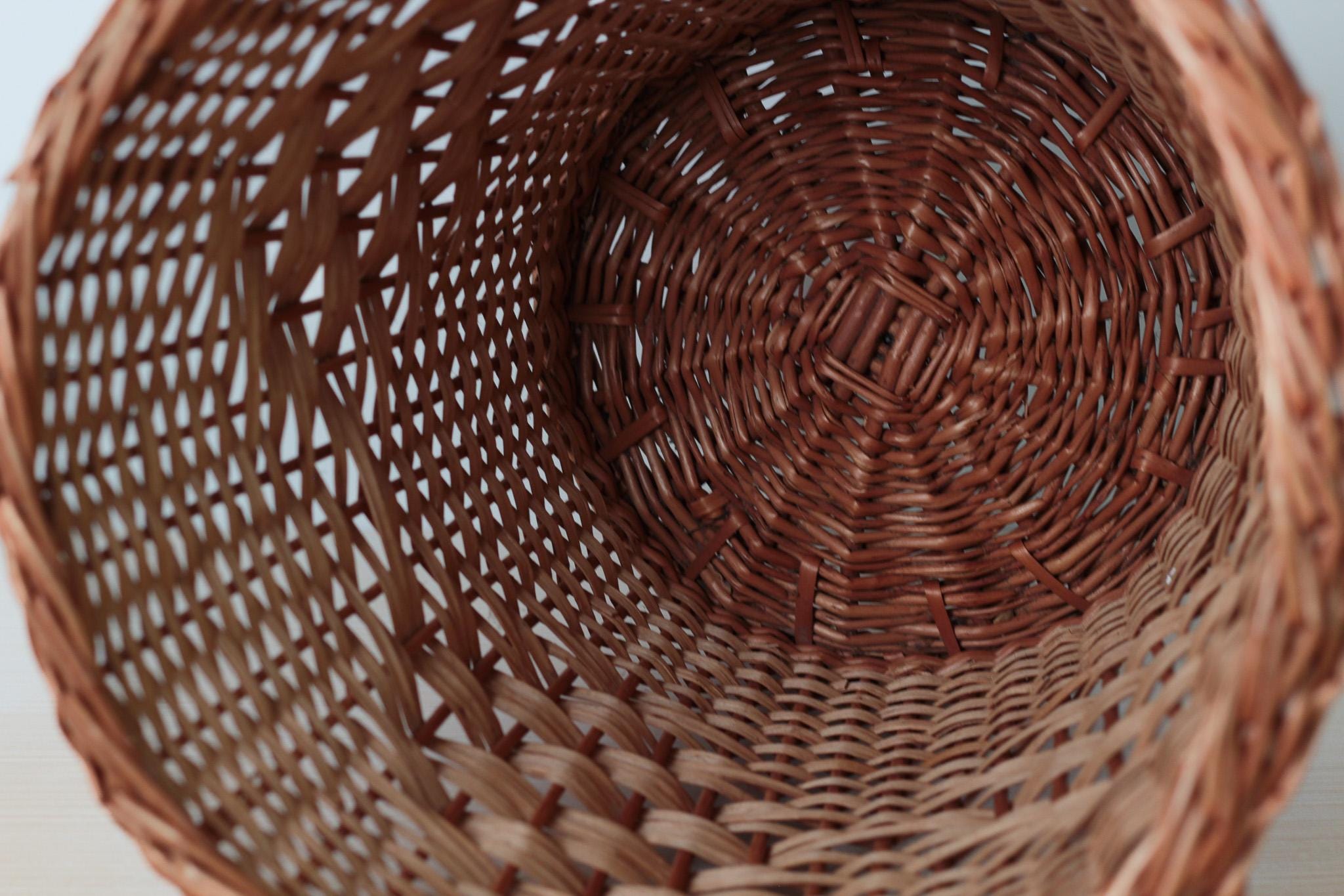 Vintage Woven Wicker Basket with Hanging Loop
