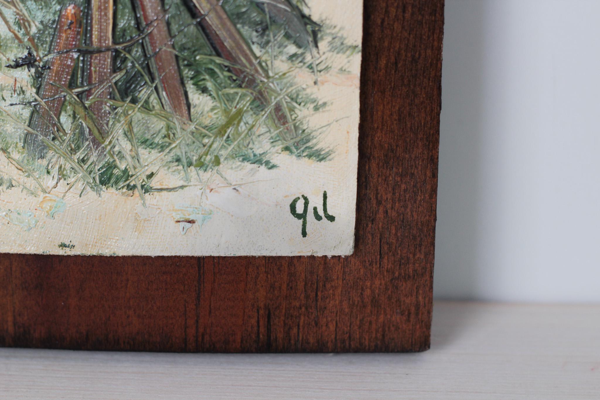 Vintage Coastal Seascape Painting on Wood, Signed by Artist